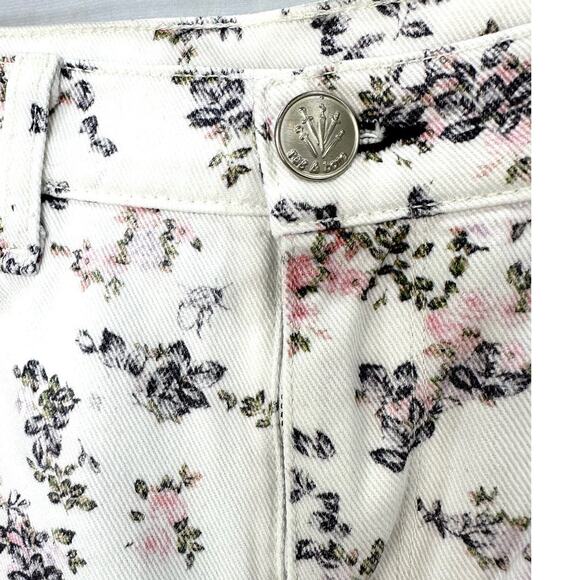 Rag & Bone Micro White Floral High Waist Wide Leg Crop Jeans Size 26 - Picture 5 of 9